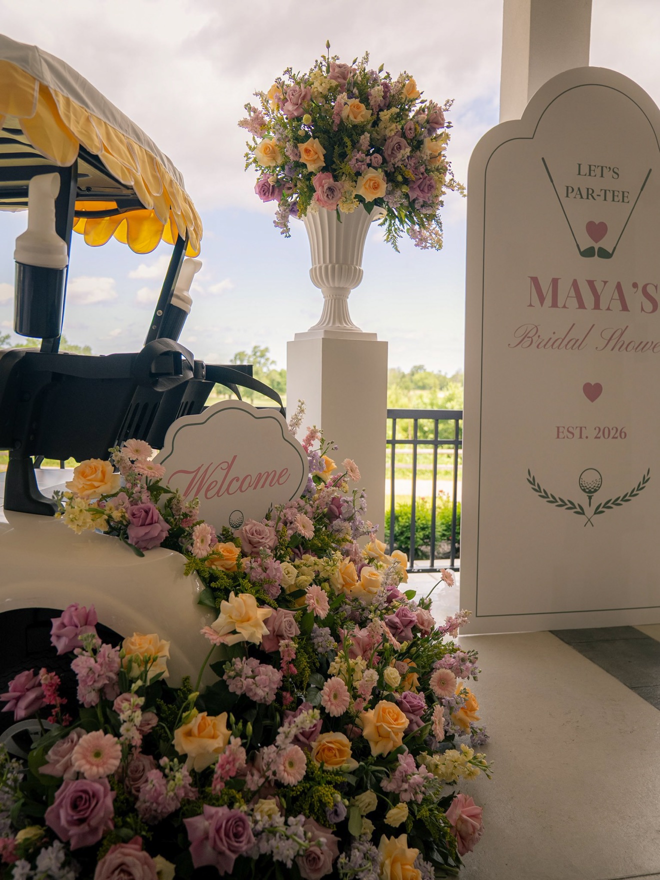 Floral styling at a bridal shower